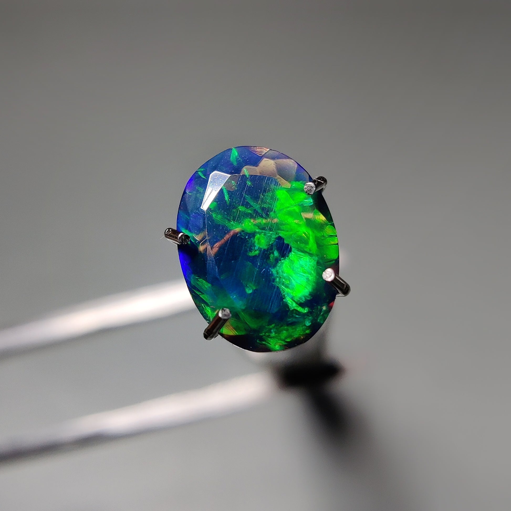 Faceted Ethiopian Black Opal gemstone cabochon - natural crystal healing stone for jewelry making by Gemivra