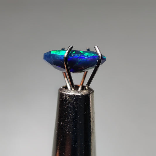 Faceted Ethiopian Black Opal gemstone cabochon - natural crystal healing stone for jewelry making by Gemivra