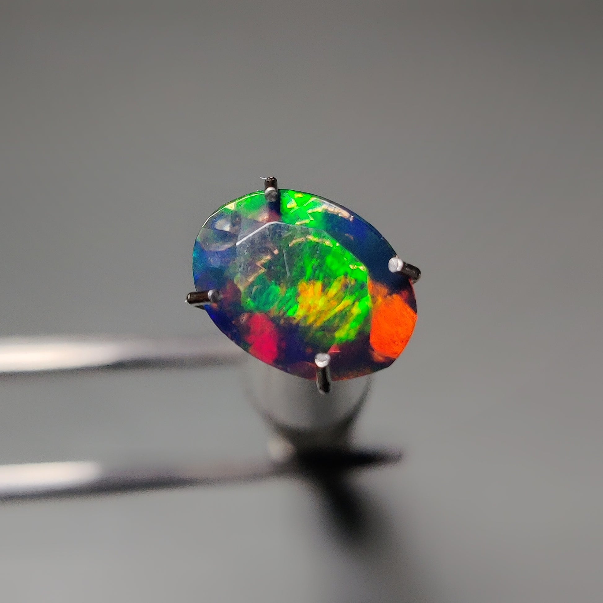 Faceted Ethiopian Black Opal gemstone cabochon - natural crystal healing stone for jewelry making by Gemivra