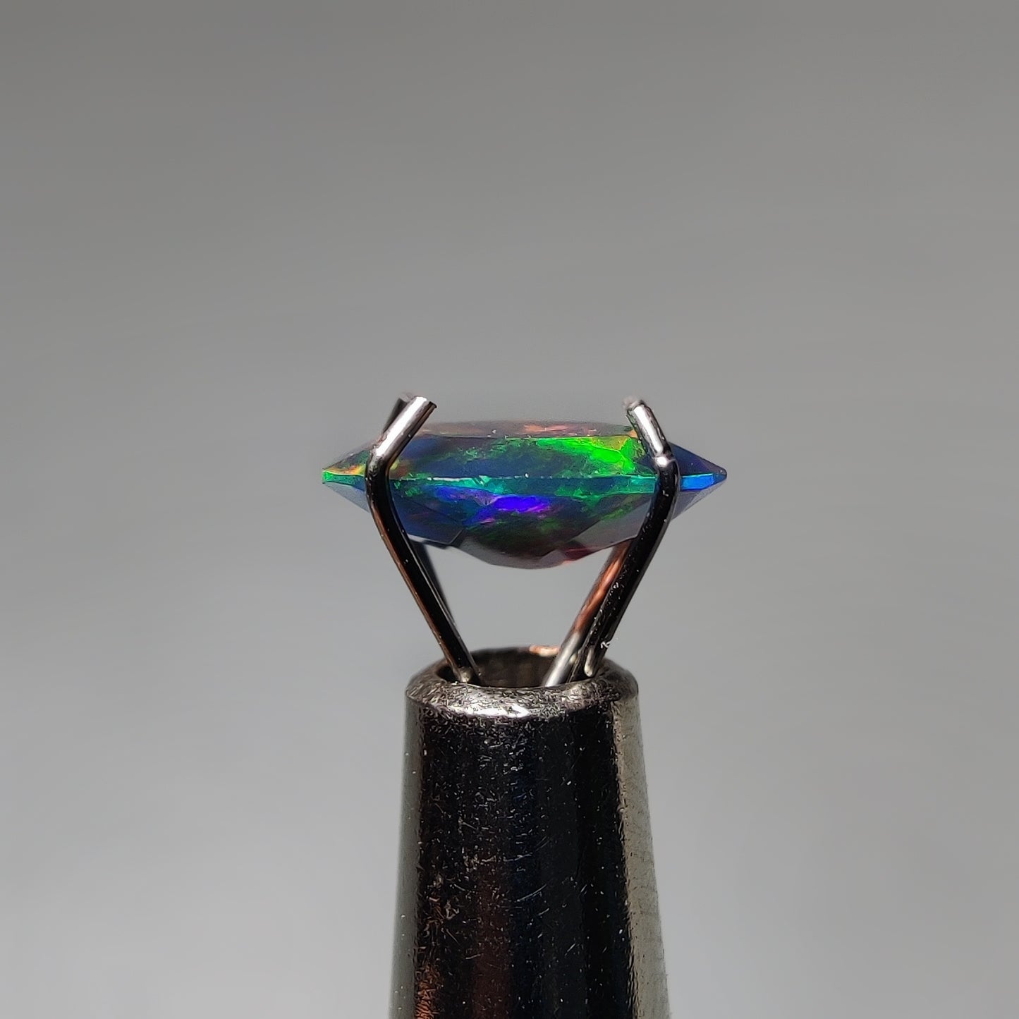 Faceted Ethiopian Black Opal gemstone cabochon - natural crystal healing stone for jewelry making by Gemivra