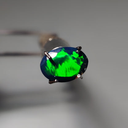 Faceted Ethiopian Black Opal gemstone cabochon - natural crystal healing stone for jewelry making by Gemivra