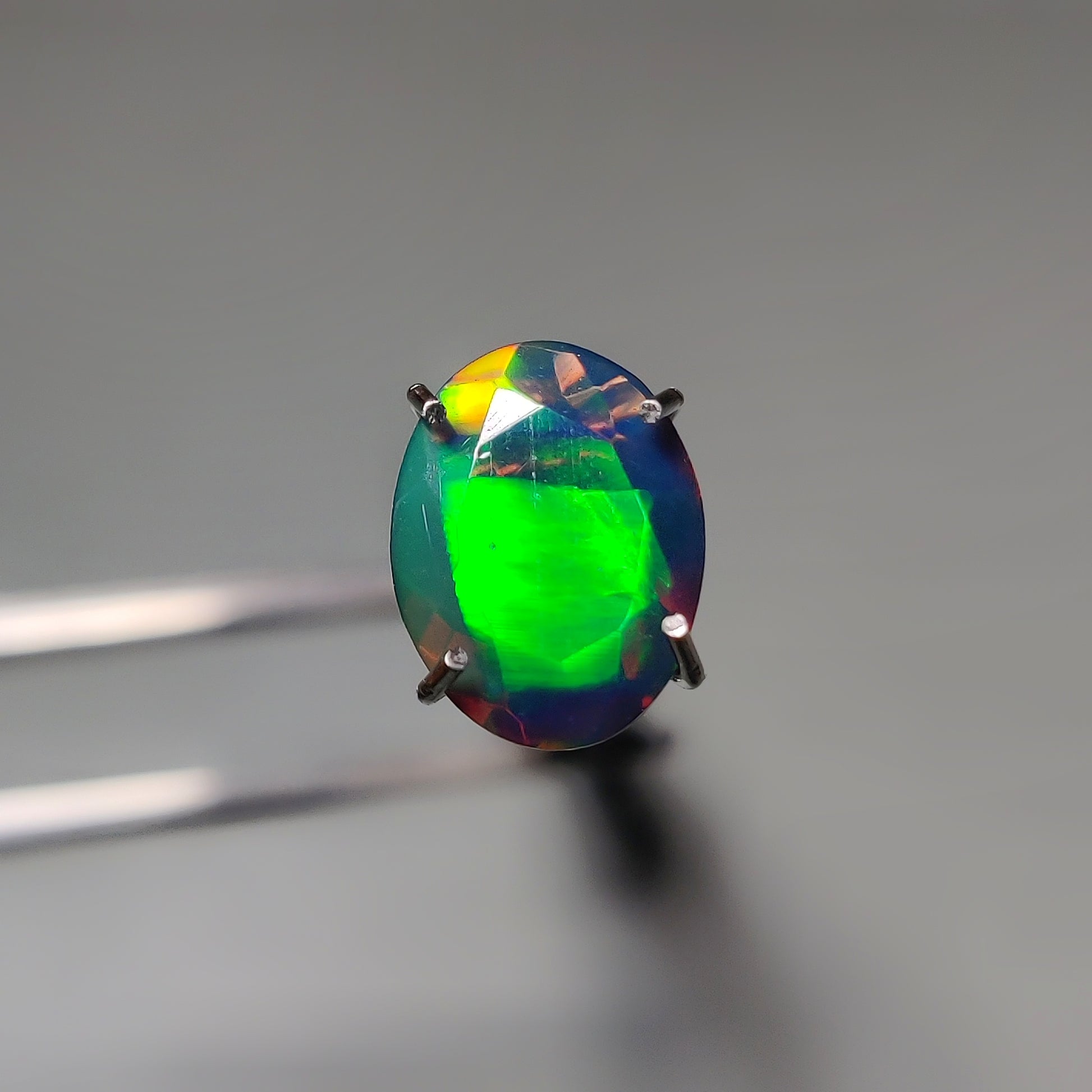 Faceted Ethiopian Black Opal gemstone cabochon - natural crystal healing stone for jewelry making by Gemivra