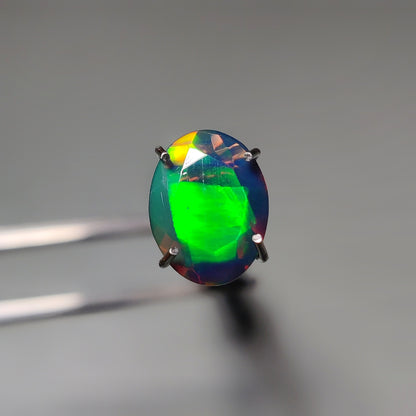 Faceted Ethiopian Black Opal gemstone cabochon - natural crystal healing stone for jewelry making by Gemivra