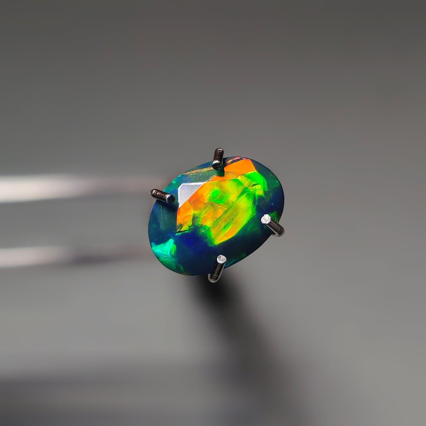 Faceted Ethiopian Black Opal gemstone cabochon - natural crystal healing stone for jewelry making by Gemivra