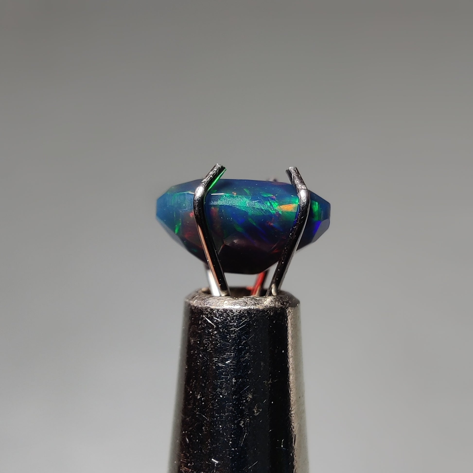 Faceted Ethiopian Black Opal gemstone cabochon - natural crystal healing stone for jewelry making by Gemivra