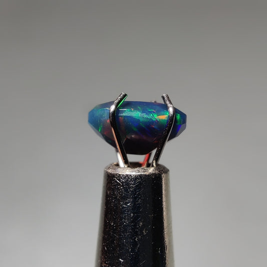 Faceted Ethiopian Black Opal gemstone cabochon - natural crystal healing stone for jewelry making by Gemivra