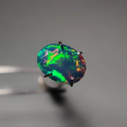 Faceted Ethiopian Black Opal gemstone cabochon - natural crystal healing stone for jewelry making by Gemivra