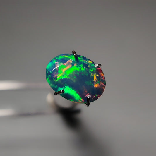 Faceted Ethiopian Black Opal gemstone cabochon - natural crystal healing stone for jewelry making by Gemivra