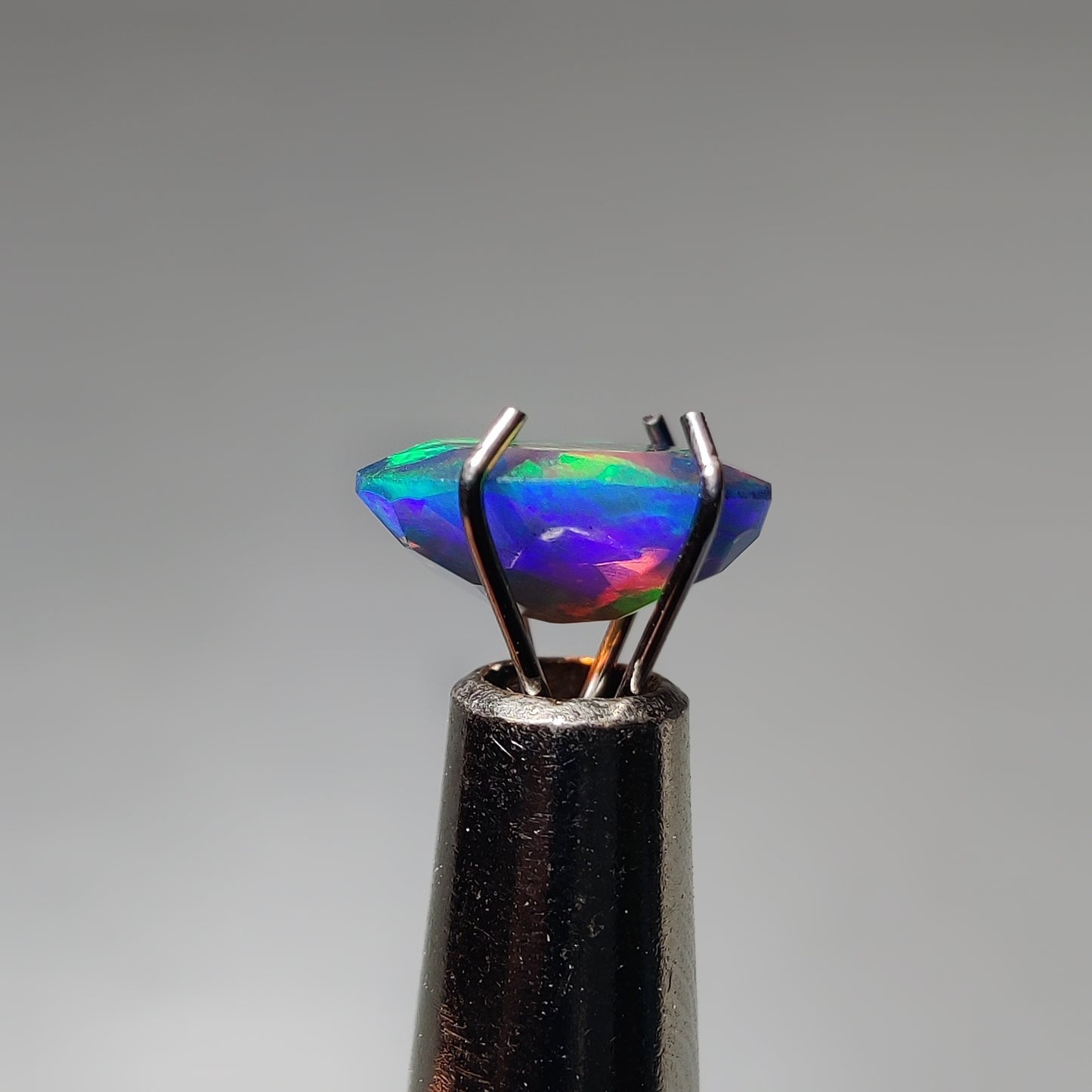 Faceted Ethiopian Black Opal gemstone cabochon - natural crystal healing stone for jewelry making by Gemivra