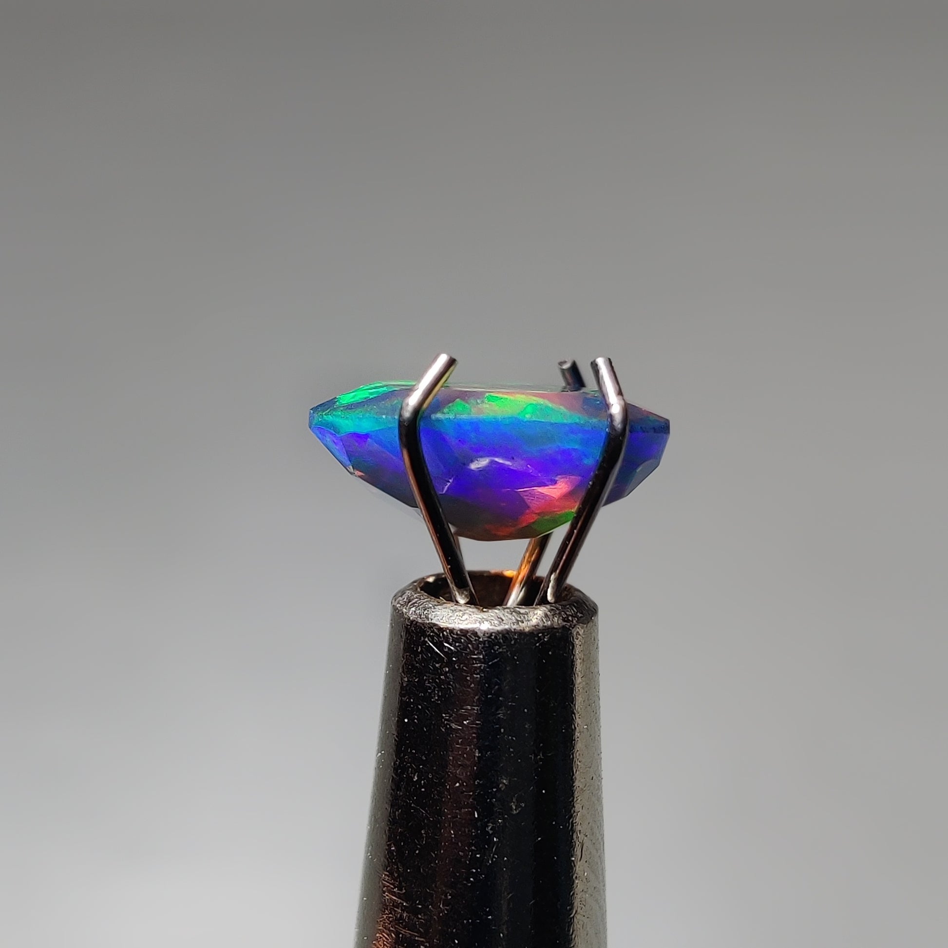 Faceted Ethiopian Black Opal gemstone cabochon - natural crystal healing stone for jewelry making by Gemivra
