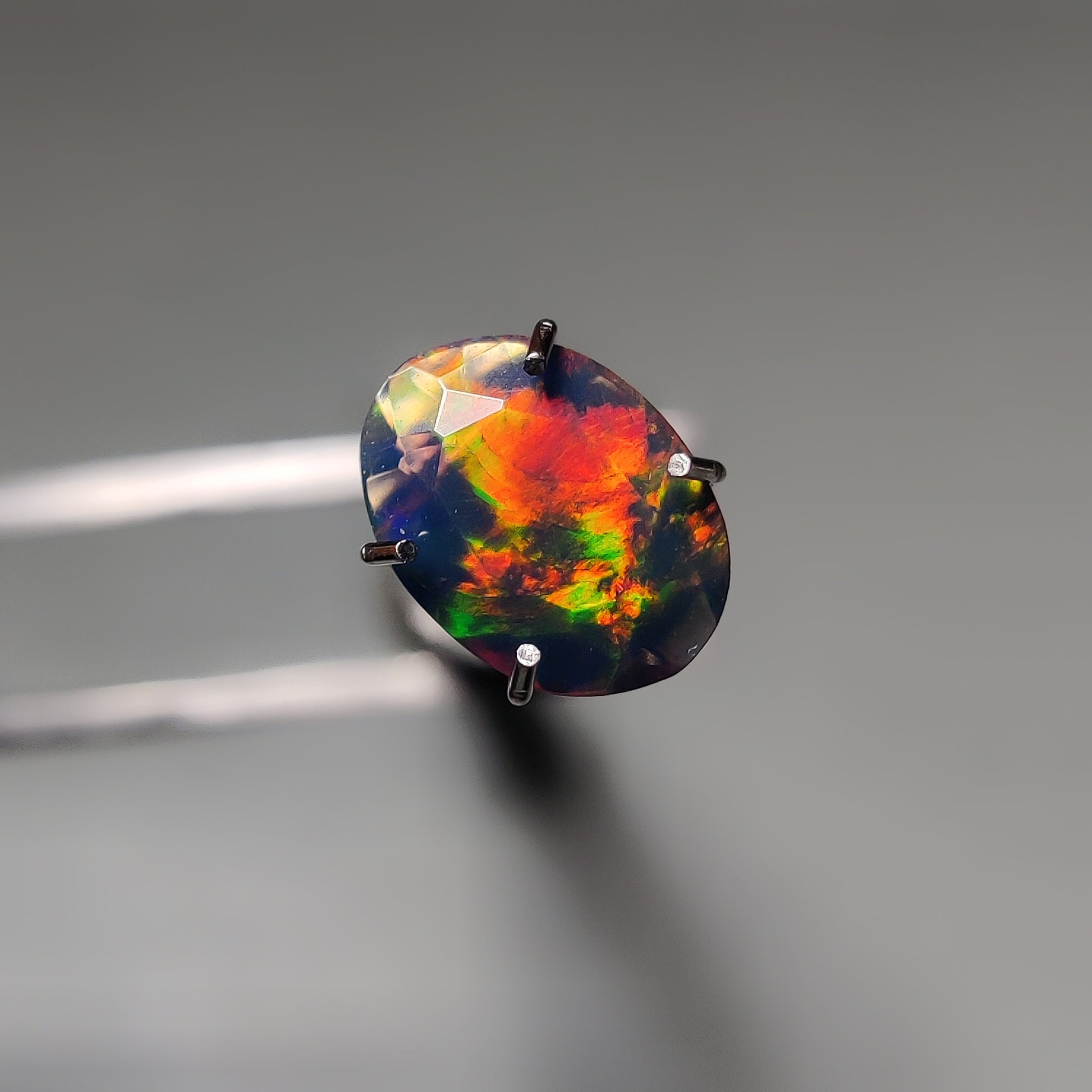 Faceted Ethiopian Black Opal gemstone cabochon - natural crystal healing stone for jewelry making by Gemivra