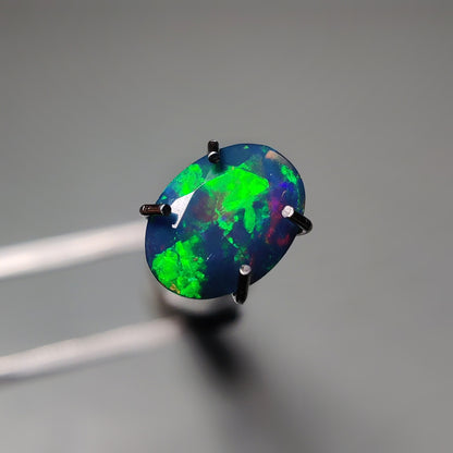 Faceted Ethiopian Black Opal gemstone cabochon - natural crystal healing stone for jewelry making by Gemivra