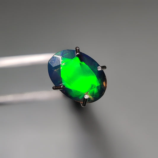Faceted Ethiopian Black Opal gemstone cabochon - natural crystal healing stone for jewelry making by Gemivra