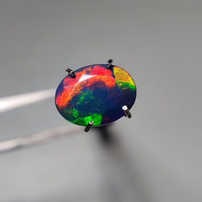 Faceted Ethiopian Black Opal gemstone cabochon - natural crystal healing stone for jewelry making by Gemivra