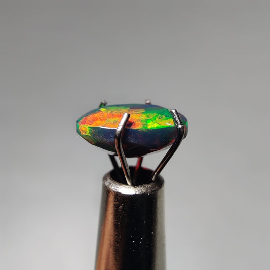 Faceted Ethiopian Black Opal gemstone cabochon - natural crystal healing stone for jewelry making by Gemivra
