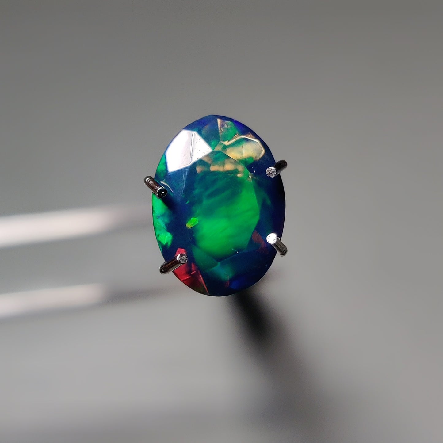 Faceted Ethiopian Black Opal gemstone cabochon - natural crystal healing stone for jewelry making by Gemivra