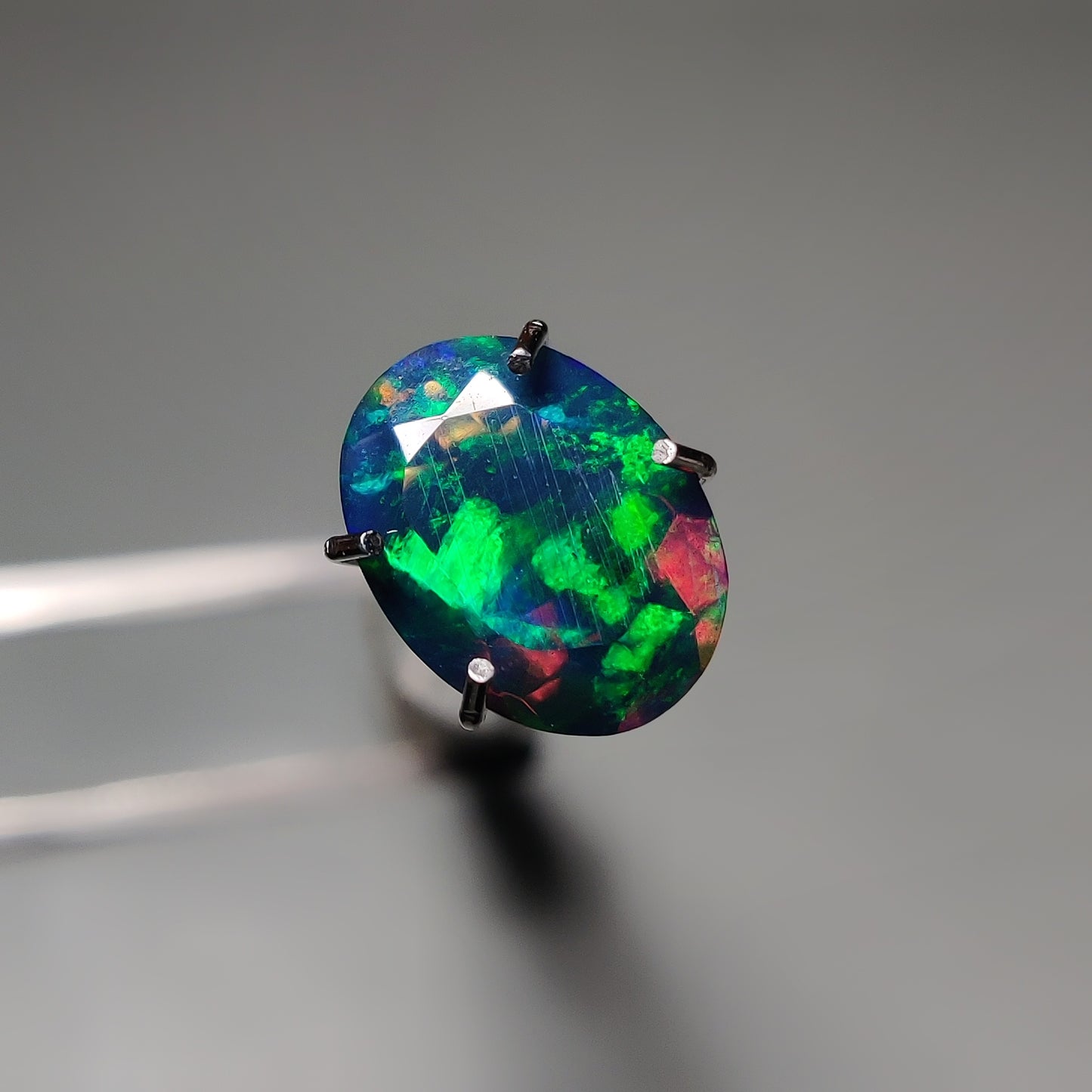 Faceted Ethiopian Black Opal gemstone cabochon - natural crystal healing stone for jewelry making by Gemivra