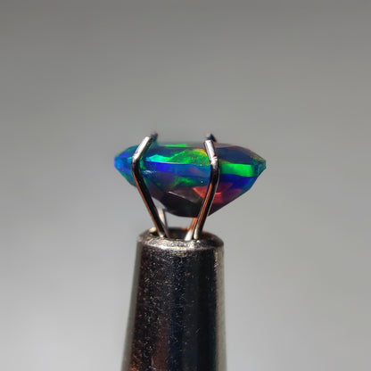 Faceted Ethiopian Black Opal gemstone cabochon - natural crystal healing stone for jewelry making by Gemivra