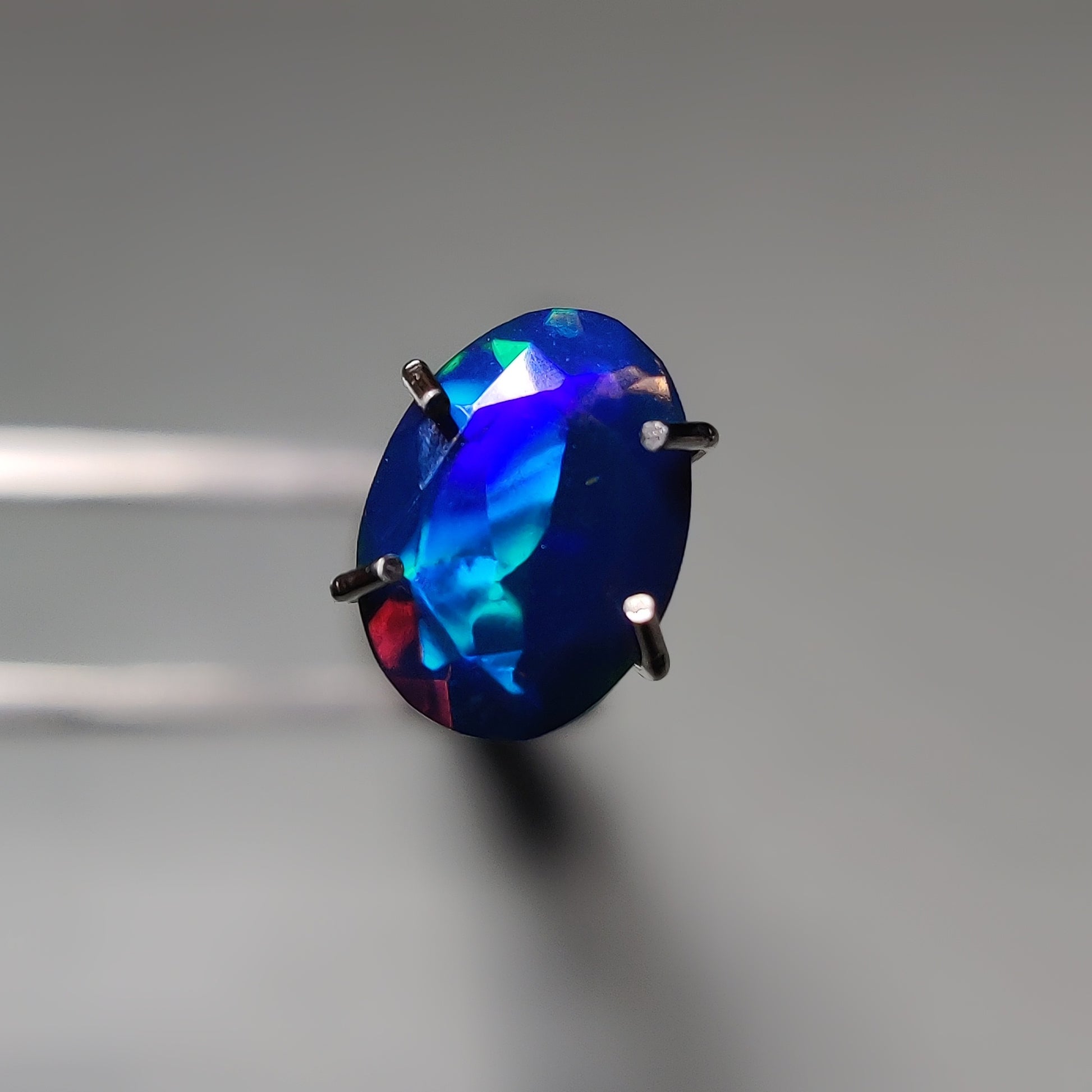 Faceted Ethiopian Black Opal gemstone cabochon - natural crystal healing stone for jewelry making by Gemivra