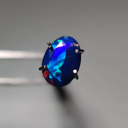 Faceted Ethiopian Black Opal gemstone cabochon - natural crystal healing stone for jewelry making by Gemivra