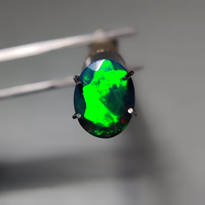 Faceted Ethiopian Black Opal gemstone cabochon - natural crystal healing stone for jewelry making by Gemivra