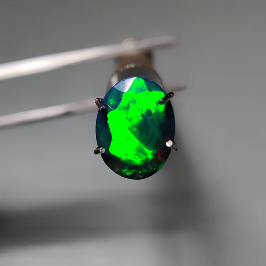 Faceted Ethiopian Black Opal gemstone cabochon - natural crystal healing stone for jewelry making by Gemivra