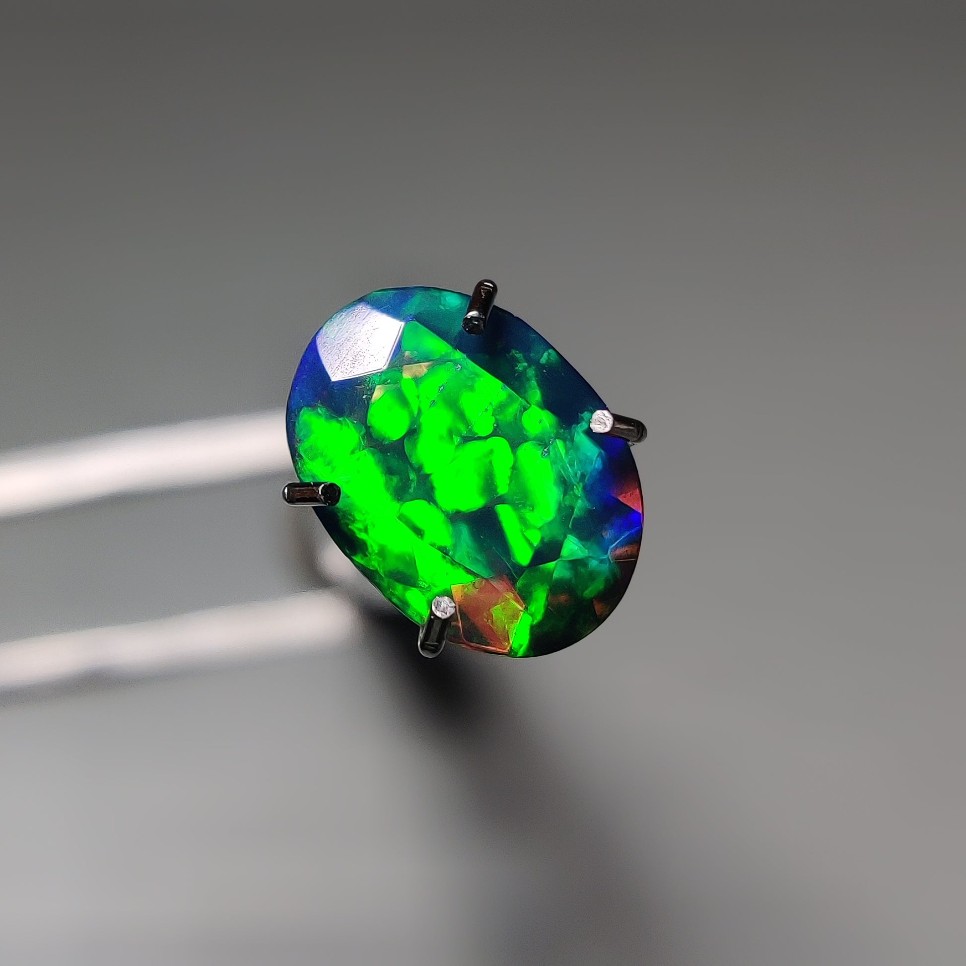 Faceted Ethiopian Black Opal gemstone cabochon - natural crystal healing stone for jewelry making by Gemivra