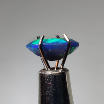 Faceted Ethiopian Black Opal gemstone cabochon - natural crystal healing stone for jewelry making by Gemivra