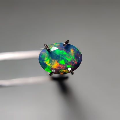 Faceted Ethiopian Black Opal gemstone cabochon - natural crystal healing stone for jewelry making by Gemivra