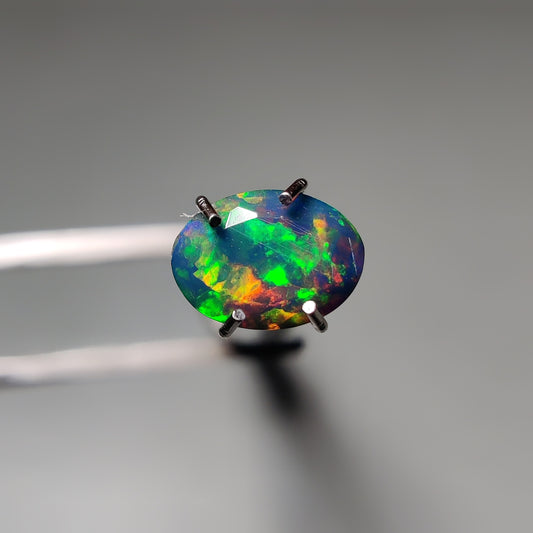 Faceted Ethiopian Black Opal gemstone cabochon - natural crystal healing stone for jewelry making by Gemivra