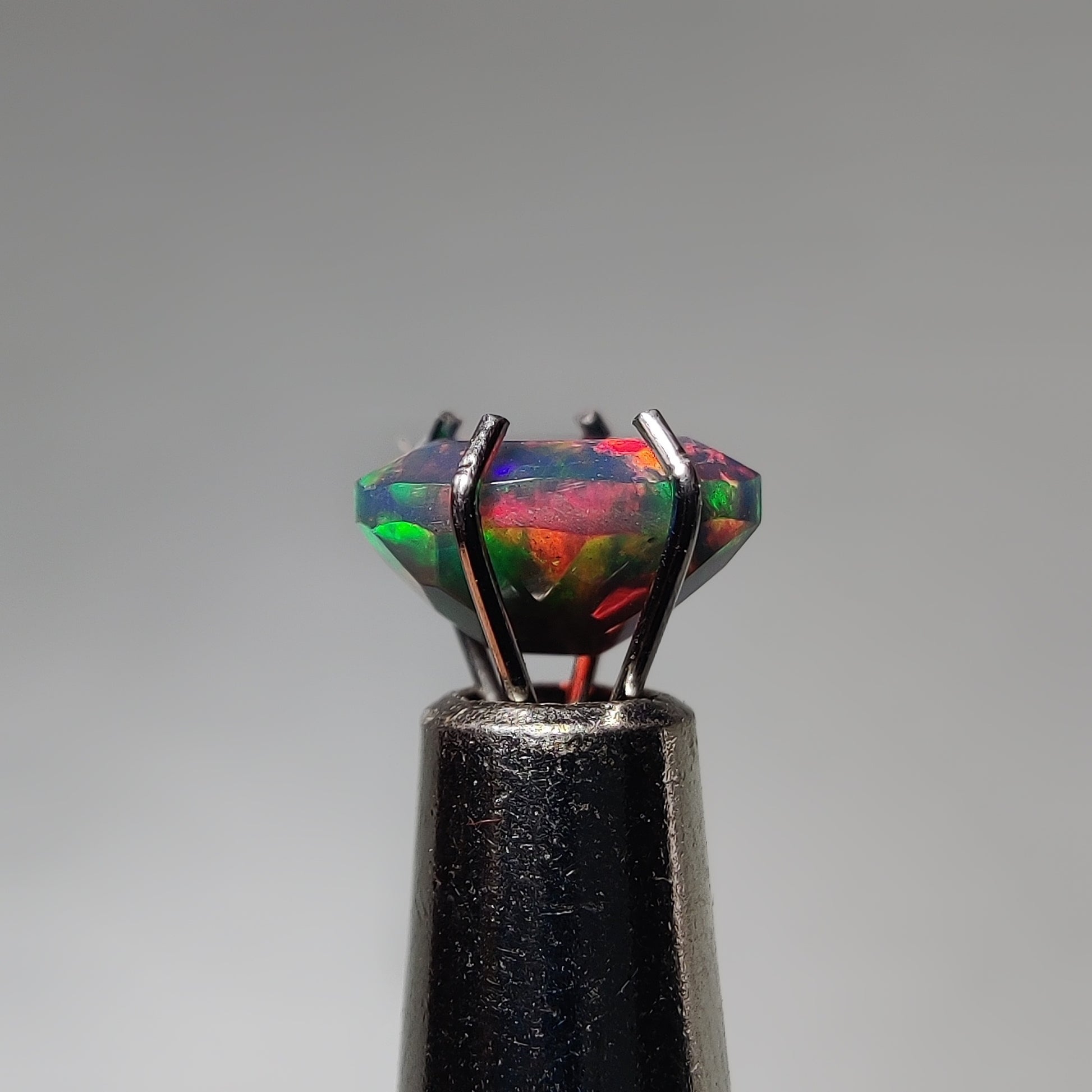 Faceted Ethiopian Black Opal gemstone cabochon - natural crystal healing stone for jewelry making by Gemivra