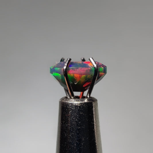 Faceted Ethiopian Black Opal gemstone cabochon - natural crystal healing stone for jewelry making by Gemivra