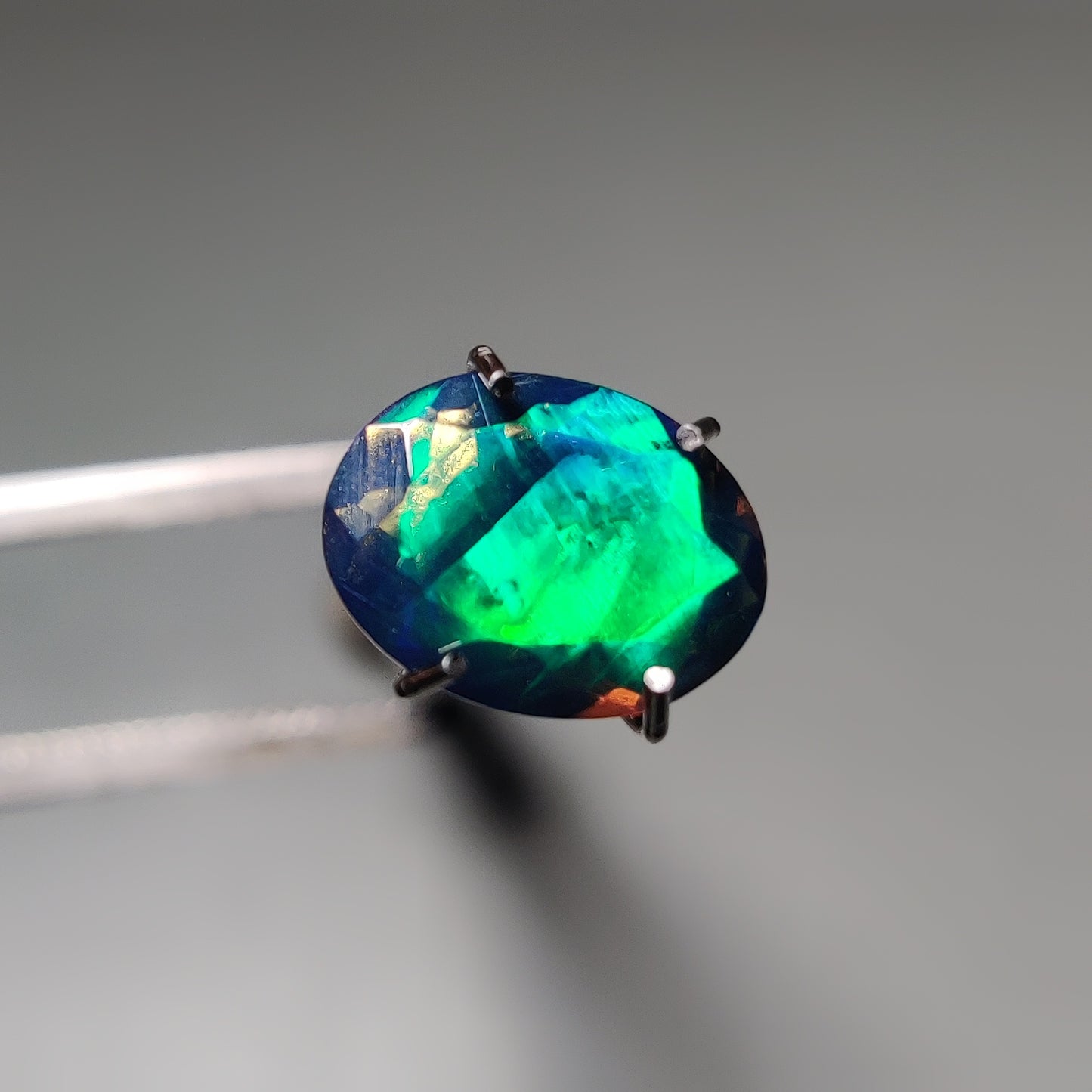 Faceted Ethiopian Black Opal gemstone cabochon - natural crystal healing stone for jewelry making by Gemivra