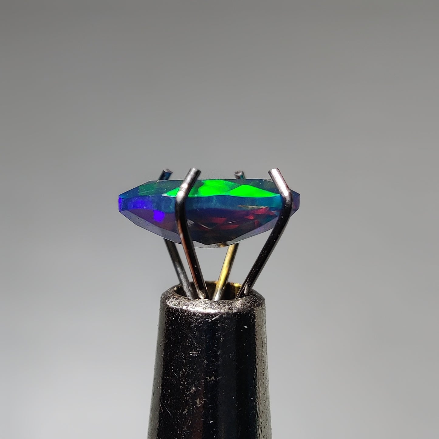 Faceted Ethiopian Black Opal gemstone cabochon - natural crystal healing stone for jewelry making by Gemivra