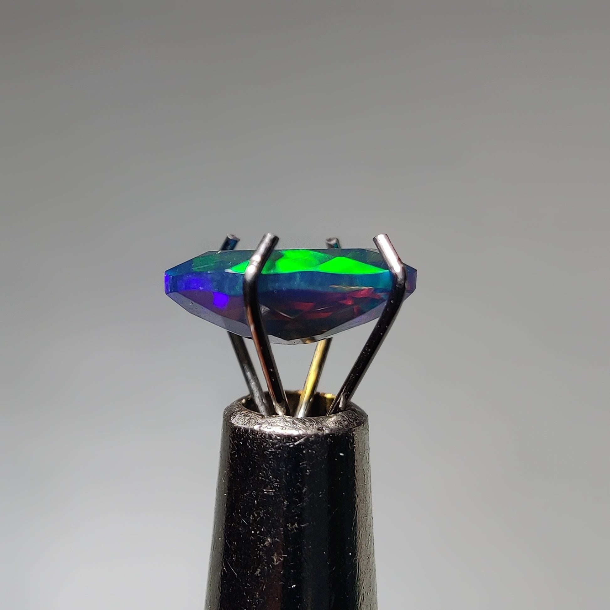 Faceted Ethiopian Black Opal gemstone cabochon - natural crystal healing stone for jewelry making by Gemivra