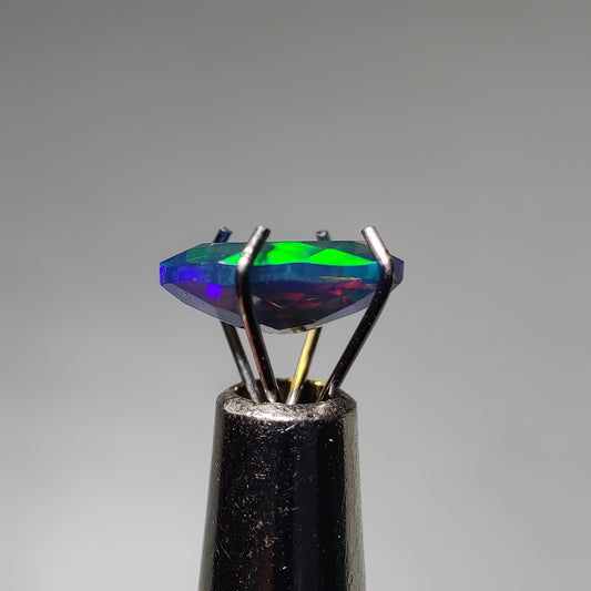 Faceted Ethiopian Black Opal gemstone cabochon - natural crystal healing stone for jewelry making by Gemivra