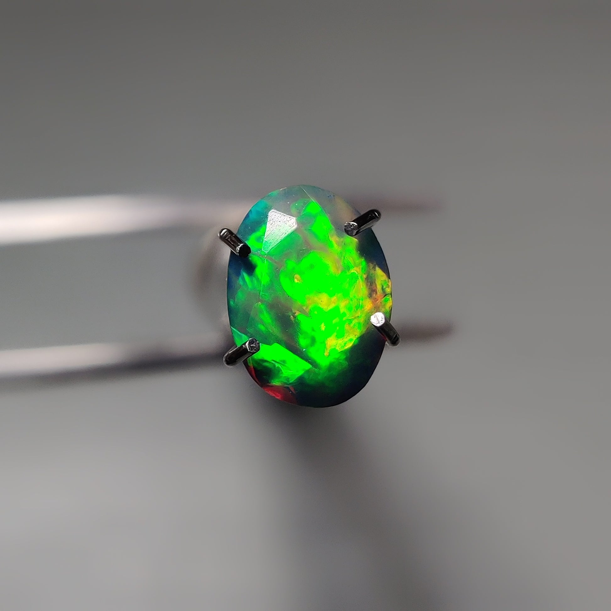 Faceted Ethiopian Black Opal gemstone cabochon - natural crystal healing stone for jewelry making by Gemivra