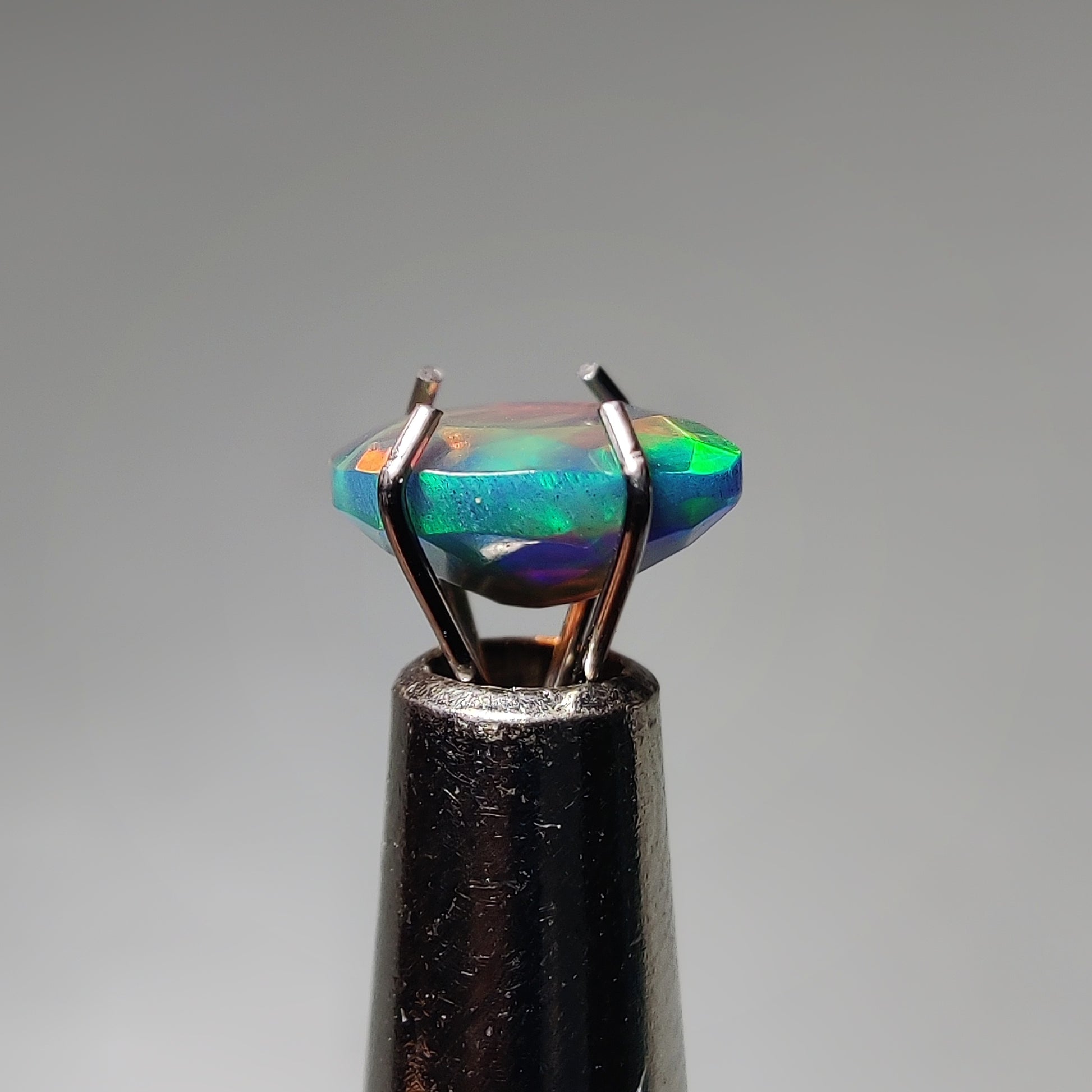 Faceted Ethiopian Black Opal gemstone cabochon - natural crystal healing stone for jewelry making by Gemivra
