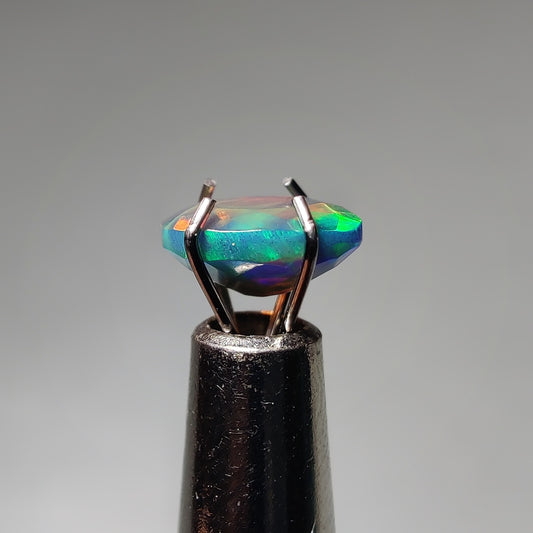 Faceted Ethiopian Black Opal gemstone cabochon - natural crystal healing stone for jewelry making by Gemivra