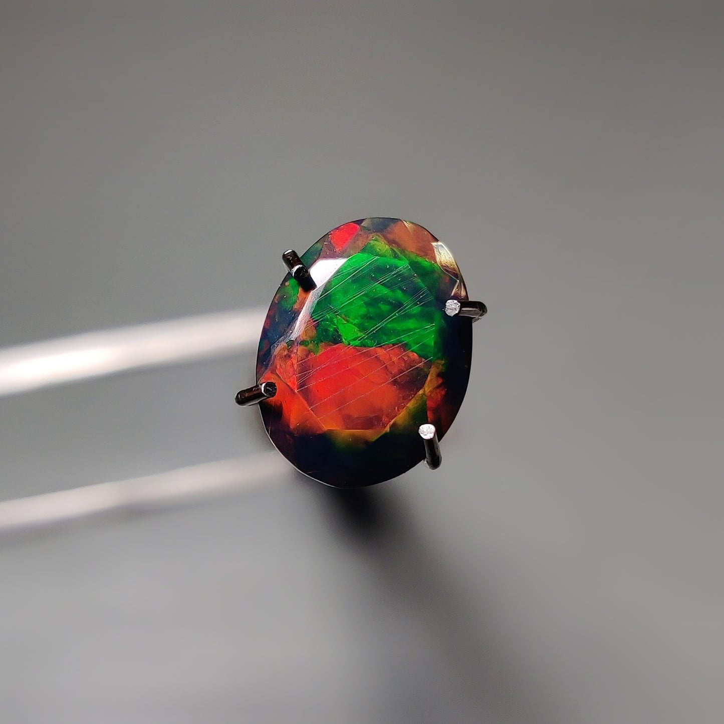 Faceted Ethiopian Black Opal gemstone cabochon - natural crystal healing stone for jewelry making by Gemivra