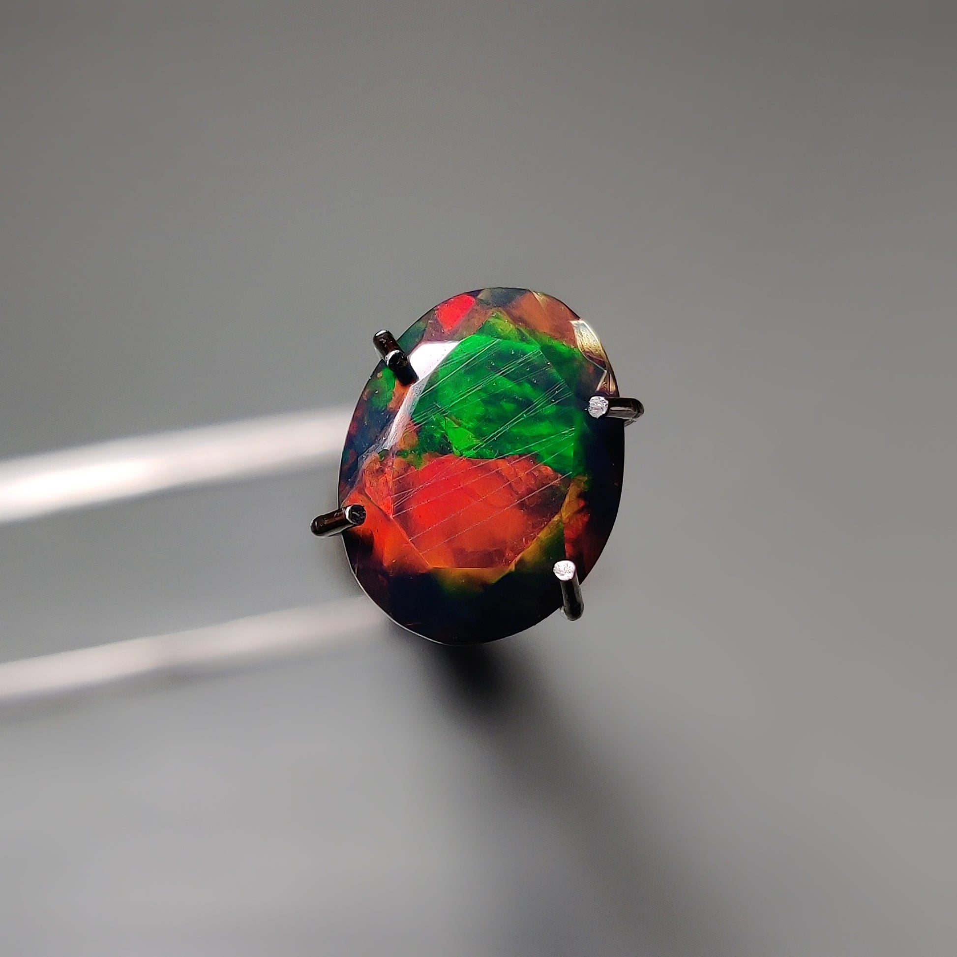 Faceted Ethiopian Black Opal gemstone cabochon - natural crystal healing stone for jewelry making by Gemivra