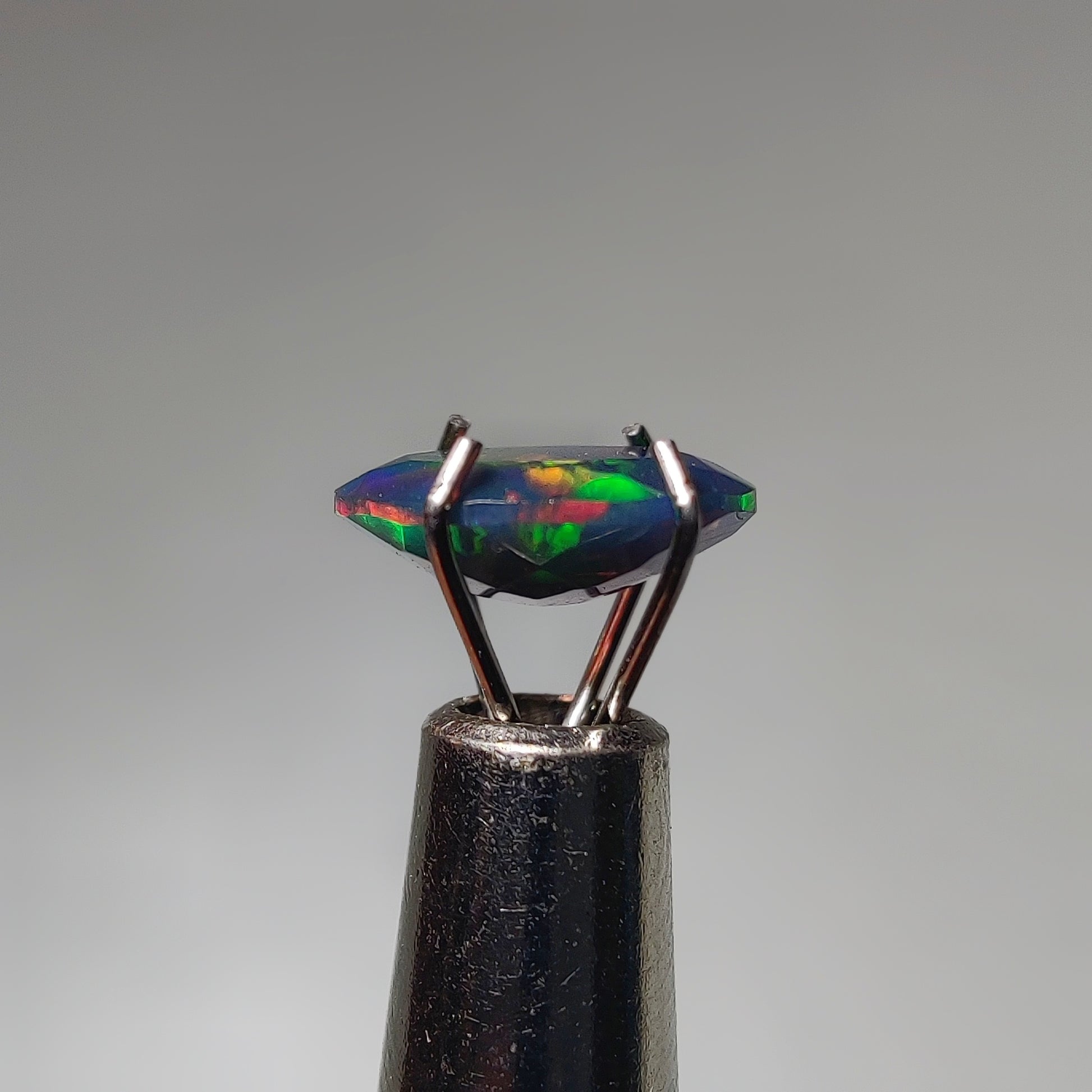 Faceted Ethiopian Black Opal gemstone cabochon - natural crystal healing stone for jewelry making by Gemivra