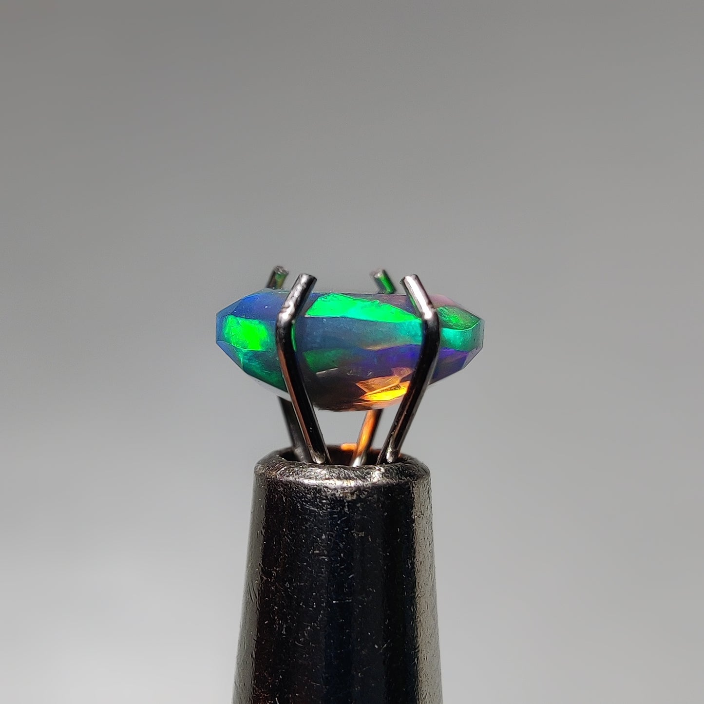 Faceted Ethiopian Black Opal gemstone cabochon - natural crystal healing stone for jewelry making by Gemivra