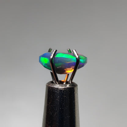 Faceted Ethiopian Black Opal gemstone cabochon - natural crystal healing stone for jewelry making by Gemivra