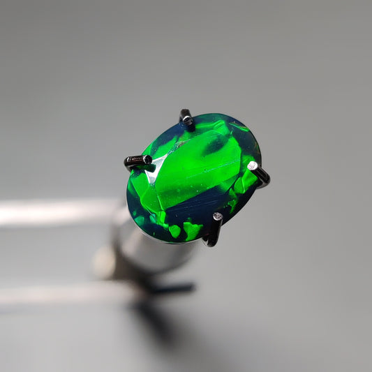 Faceted Ethiopian Black Opal gemstone cabochon - natural crystal healing stone for jewelry making by Gemivra