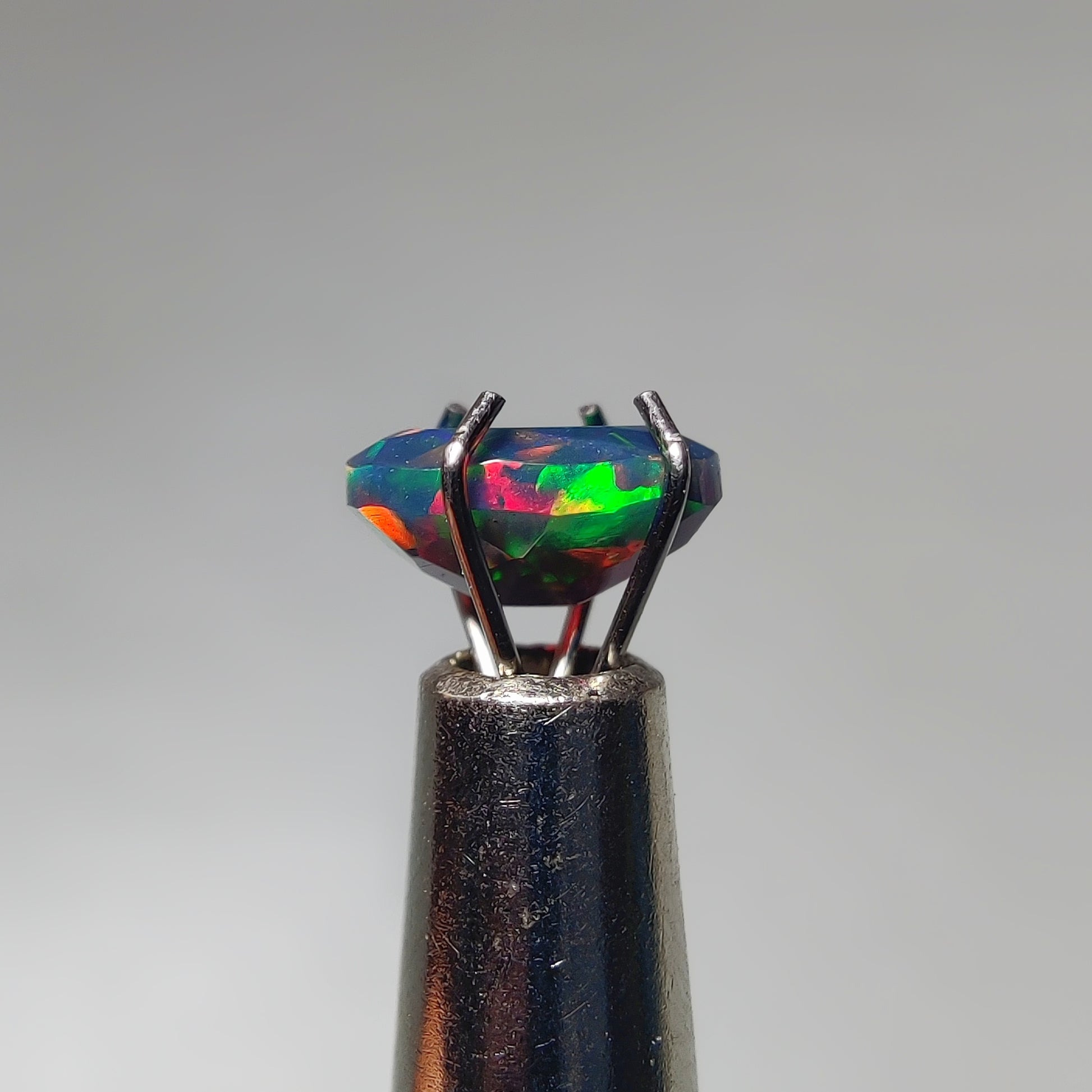Faceted Ethiopian Black Opal gemstone cabochon - natural crystal healing stone for jewelry making by Gemivra