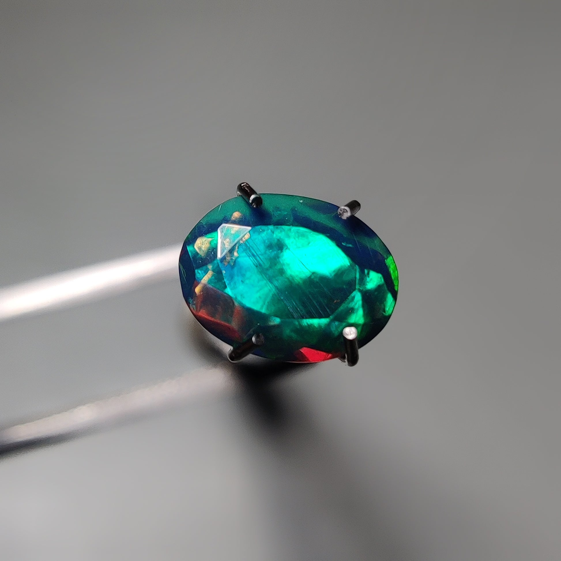 Faceted Ethiopian Black Opal gemstone cabochon - natural crystal healing stone for jewelry making by Gemivra
