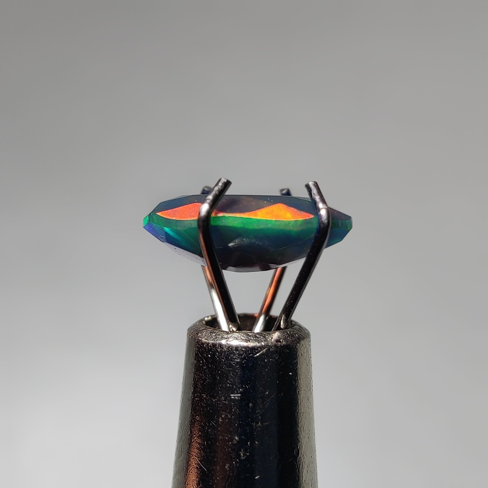 Faceted Ethiopian Black Opal gemstone cabochon - natural crystal healing stone for jewelry making by Gemivra