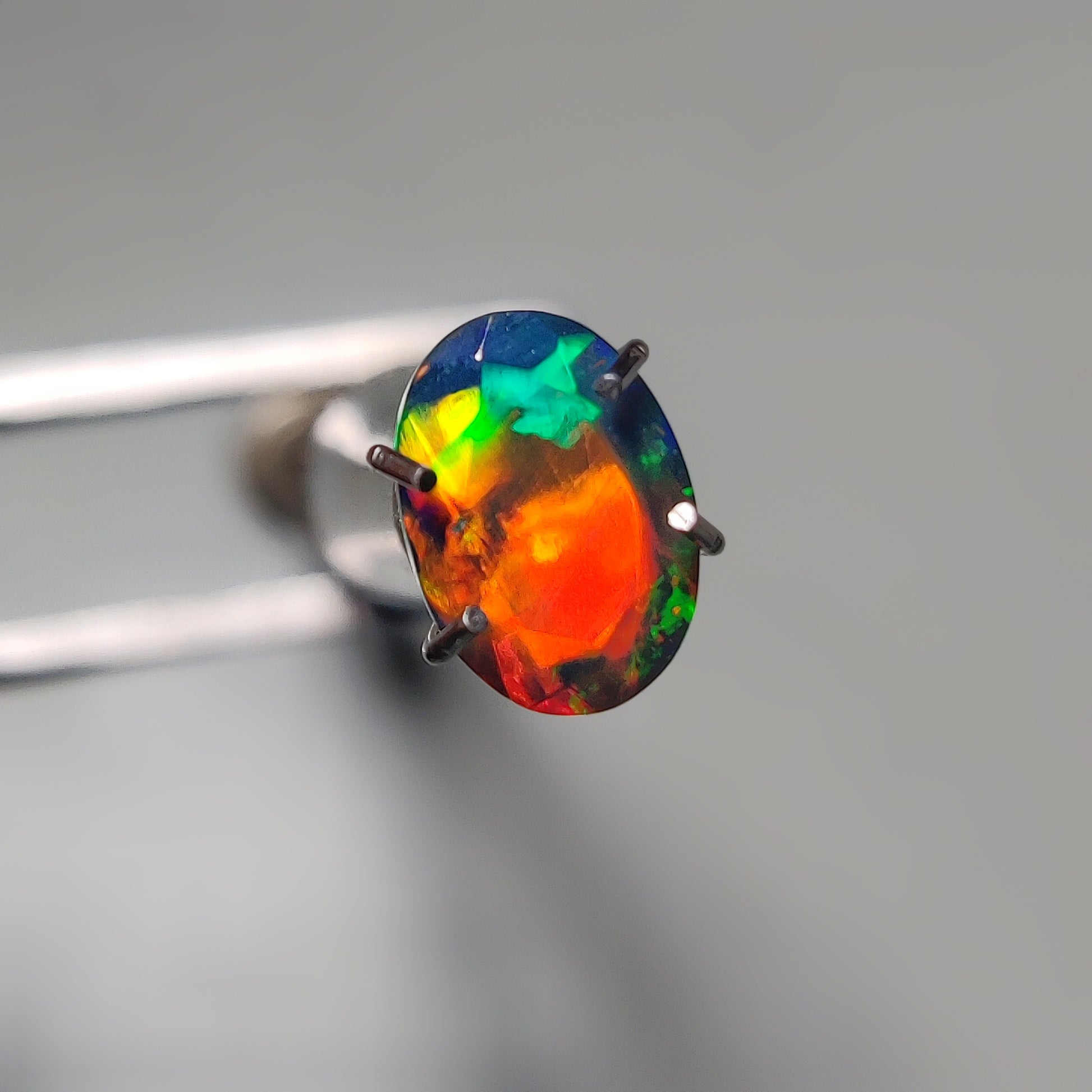 Faceted Ethiopian Black Opal gemstone cabochon - natural crystal healing stone for jewelry making by Gemivra