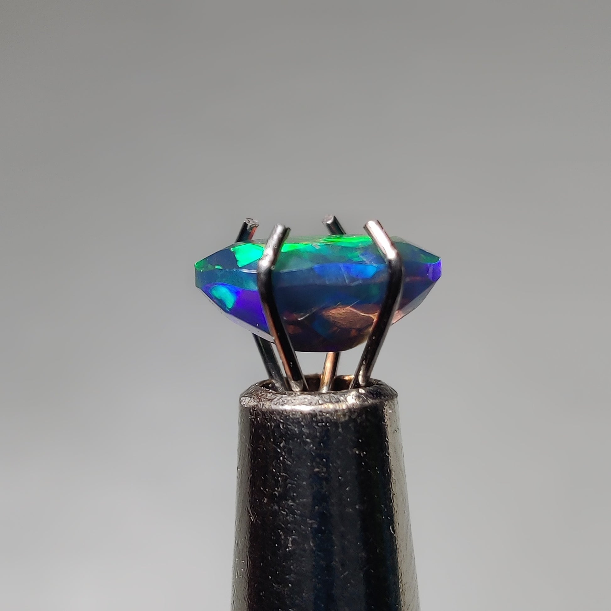 Faceted Ethiopian Black Opal gemstone cabochon - natural crystal healing stone for jewelry making by Gemivra